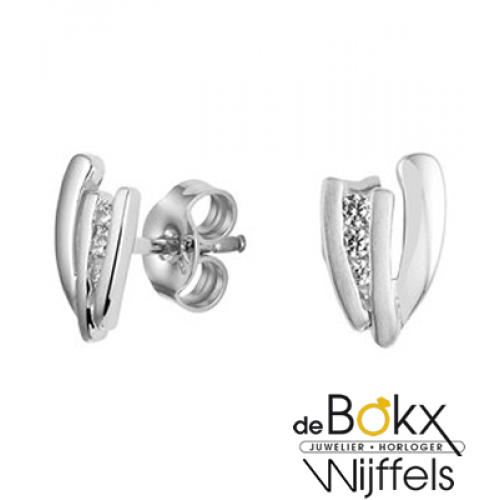 Oorknoppen zilver mat & Glimmend met zirkonia - 54944 Oorknoppen zilver mat & Glimmend met zirkonia - 54944