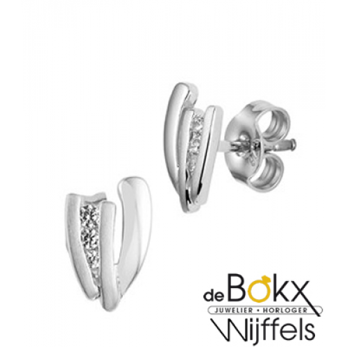 Oorknoppen zilver mat & Glimmend met zirkonia - 54944 Oorknoppen zilver mat & Glimmend met zirkonia - 54944
