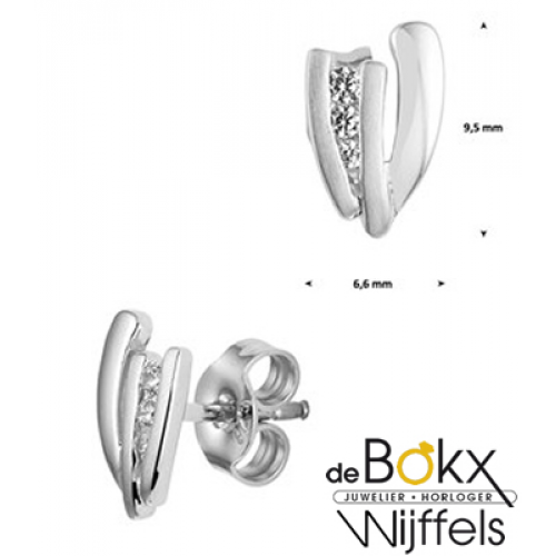 Oorknoppen zilver mat & Glimmend met zirkonia - 54944 Oorknoppen zilver mat & Glimmend met zirkonia - 54944