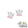 Zilver gerhodineerd oorknoppen kroon roze emaille - 54958 Zilver gerhodineerd oorknoppen kroon roze emaille - 54958