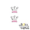 Zilver gerhodineerd oorknoppen kroon roze emaille - 54958 Zilver gerhodineerd oorknoppen kroon roze emaille - 54958