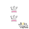 Zilver gerhodineerd oorknoppen kroon roze emaille - 54958 Zilver gerhodineerd oorknoppen kroon roze emaille - 54958