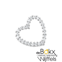 Witgouden hanger met een hart van zirkonia. - 54992 Witgouden hanger met een hart van zirkonia. - 54992
