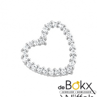 Witgouden hanger met een hart van zirkonia. - 54992