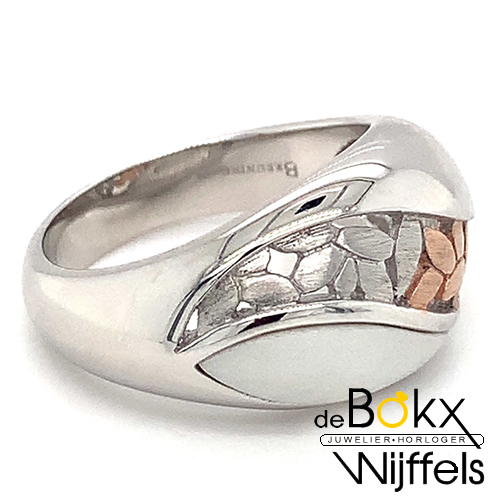 Ring breuning zilver met corian en rozé maat 58 - 55015