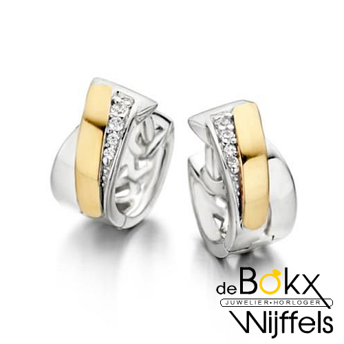 zilver met geelgoud oorringen en zirkonia - 55133 zilver met geelgoud oorringen en zirkonia - 55133