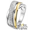 Ring van excellent zilver met geelgoud en zirkonia maat 54 - 55145