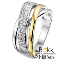 Ring van excellent zilver met geelgoud en zirkonia maat 54 - 55145 Ring van excellent zilver met geelgoud en zirkonia maat 54 - 55145