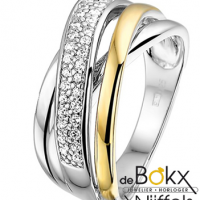 Ring van excellent zilver met geelgoud en zirkonia maat 54 - 55145 Ring van excellent zilver met geelgoud en zirkonia maat 54 - 55145