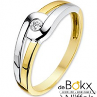 geel en wit gouden damesring met zirkonia in maat 58 - 55128