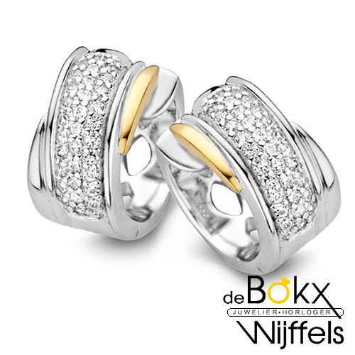 zilver met geelgoud oorringen met veel zirkonia - 55134 zilver met geelgoud oorringen met veel zirkonia - 55134