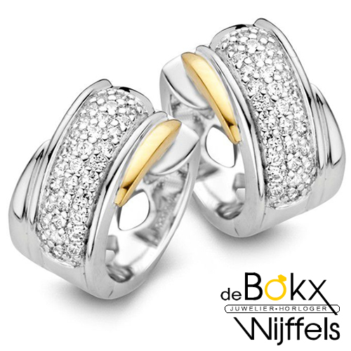 zilver met geelgoud oorringen met veel zirkonia - 55134 zilver met geelgoud oorringen met veel zirkonia - 55134