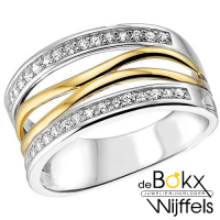 Ring van excellent zilver met geelgoud en zirkonia in maat 56 - 55146 Ring van excellent zilver met geelgoud en zirkonia in maat 56 - 55146