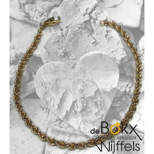 Geel gouden schakelarmband fantasie koort - 55216 Geel gouden schakelarmband fantasie koort - 55216