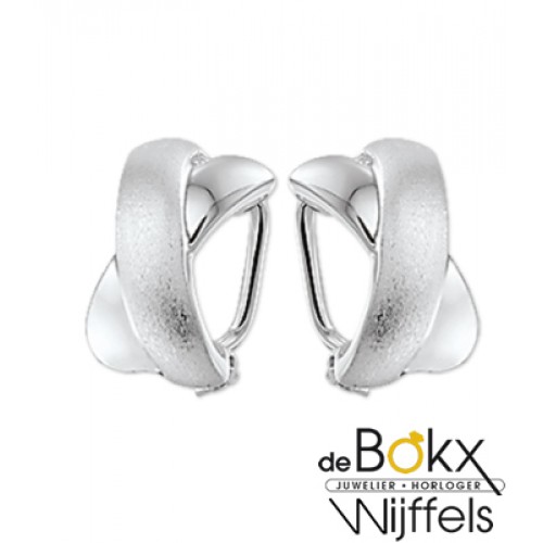 Zilver oorclips met een glimmende en matte afwerking - 55222 Zilver oorclips met een glimmende en matte afwerking - 55222