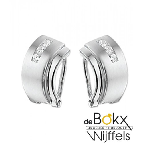 Zilver oorclips met zirkonia - 55223 Zilver oorclips met zirkonia - 55223