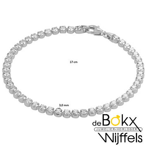 Zilver gerhodineerd tennisarmband 17cm 3mm - 55227 Zilver gerhodineerd tennisarmband 17cm 3mm - 55227