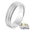 Amorio ring zilver A304 met lijnen en diamant maat 55 - 55452