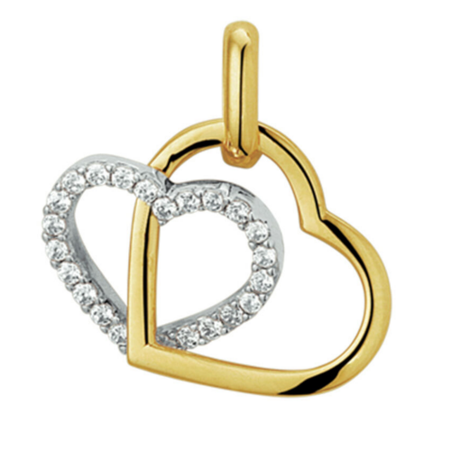 gouden hartjes hanger met 2 hartjes - 55473