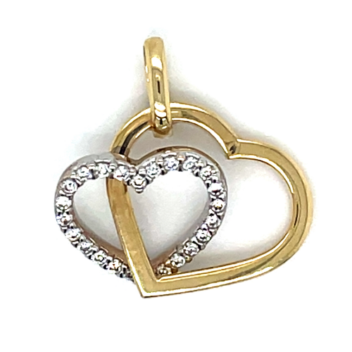 gouden hartjes hanger met 2 hartjes - 55473