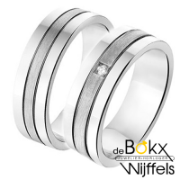 Amorio trouwring zilver A309 met diamant - 55461 Amorio trouwring zilver A309 met diamant - 55461