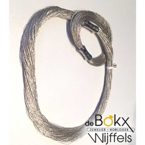 Set: ketting en armband zilver met zijde en magneet sluiting - 50667