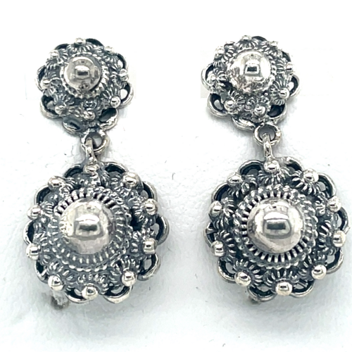 Echte zeeuwse knoop oorknoppen hangend 8 en 12mm in zilver - 50799