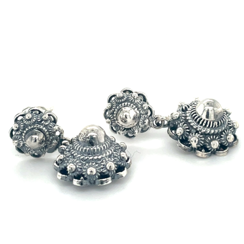 Echte zeeuwse knoop oorknoppen hangend 8 en 12mm in zilver - 50799