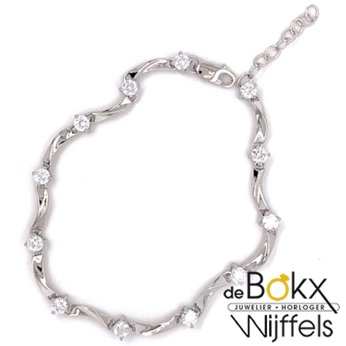 Armband zilver met zirkonia steentjes 18cm - 55291 Armband zilver met zirkonia steentjes 18cm - 55291