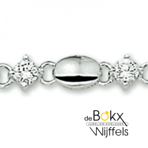 Armband zilver met zirkonia steentjes 18.5 - 21 cm - 55292