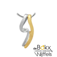 Bicolor gouden hanger met diamant - 52182 Bicolor gouden hanger met diamant - 52182