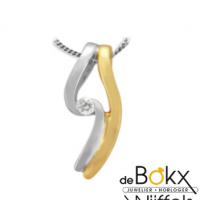 Bicolor gouden hanger met diamant - 52182 Bicolor gouden hanger met diamant - 52182