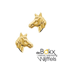Geelgouden oorknoppen met een paardenhoofd - 56885 Geelgouden oorknoppen met een paardenhoofd - 56885
