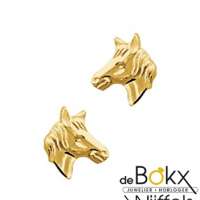 Geelgouden oorknoppen met een paardenhoofd - 56885 Geelgouden oorknoppen met een paardenhoofd - 56885