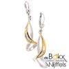 lange speelse oorhangers zilver met geelgoud en zirkonia - 56896 lange speelse oorhangers zilver met geelgoud en zirkonia - 56896