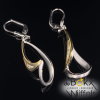 lange speelse oorhangers zilver met geelgoud en zirkonia - 56896 lange speelse oorhangers zilver met geelgoud en zirkonia - 56896