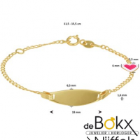 Geelgoud graveer armband met roze hardje 11 - 13cm - 56908 Geelgoud graveer armband met roze hardje 11 - 13cm - 56908