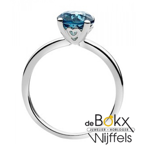 Blauwe London topaas witgoud damesringen maat 54 - 56910 Blauwe London topaas witgoud damesringen maat 54 - 56910