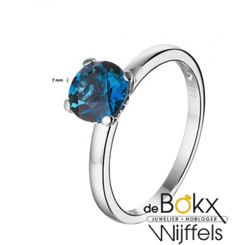 Blauwe London topaas witgoud damesringen maat 54 - 56910 Blauwe London topaas witgoud damesringen maat 54 - 56910