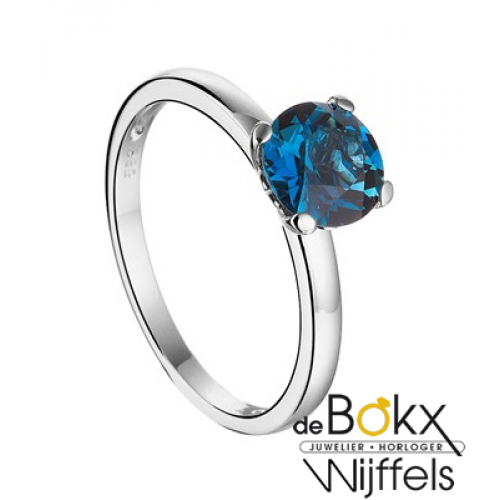 Blauwe London topaas witgoud damesringen maat 54 - 56910 Blauwe London topaas witgoud damesringen maat 54 - 56910