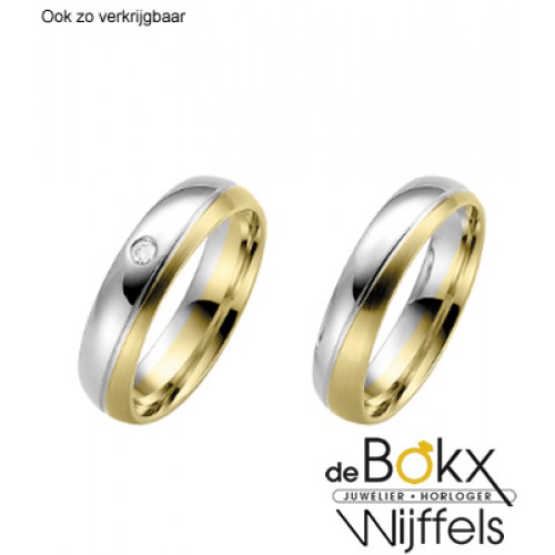 Trouwringen twee kleuren wit en roze goud rauschmayer - 56923 Trouwringen twee kleuren wit en roze goud rauschmayer - 56923