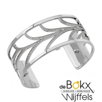 les Gorgettes armband courbe met zirkonia 25mm met leer bandje in de kleuren petrol blue/rasberry. - 57010