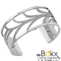 les Gorgettes armband courbe met zirkonia 25mm met leer bandje in de kleuren petrol blue/rasberry. - 57010