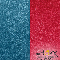 les Gorgettes armband courbe met zirkonia 25mm met leer bandje in de kleuren petrol blue/rasberry. - 57010