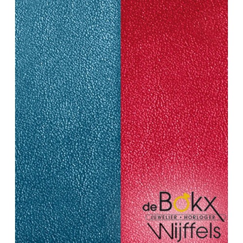 les Gorgettes armband courbe met zirkonia 25mm met leer bandje in de kleuren petrol blue/rasberry. - 57010 les Gorgettes armband courbe met zirkonia 25mm met leer bandje in de kleuren petrol blue/rasberry. - 57010