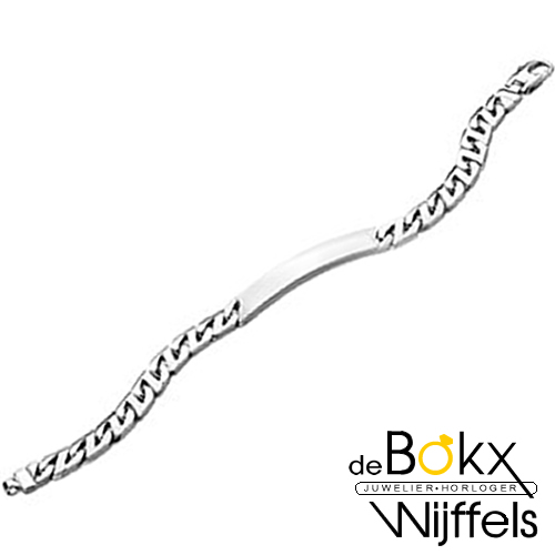 Graveerarmband gourmet 20cm plaat 8mm zilver - 57022 Graveerarmband gourmet 20cm plaat 8mm zilver - 57022