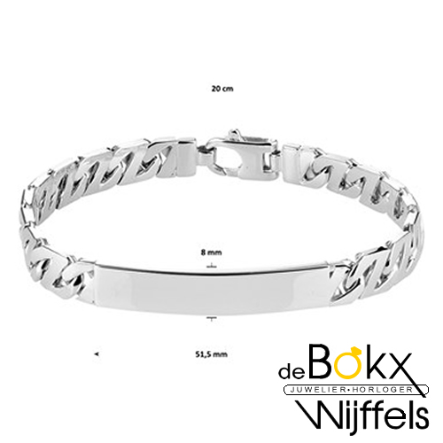 Graveerarmband gourmet 20cm plaat 8mm zilver - 57022 Graveerarmband gourmet 20cm plaat 8mm zilver - 57022