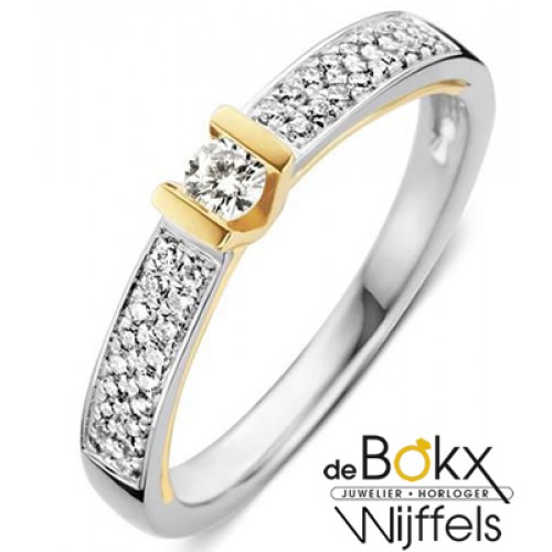 Gouden ring met diamant 0.26crt maat 54 - 57052