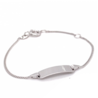 Baby armbandje met graveerplaatje witgoud 9-11cm - 56929