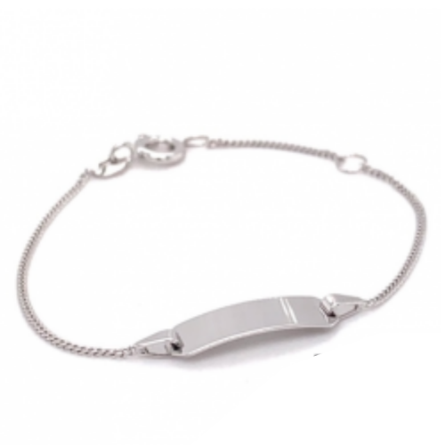 Baby armbandje met graveerplaatje witgoud 9-11cm - 56929